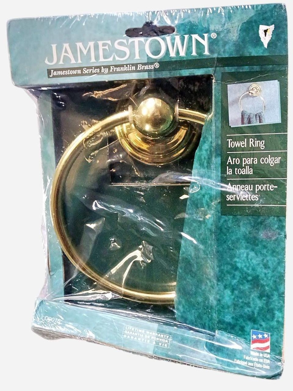 Jamestown Brass Towel Ring - Polished Gold Tone